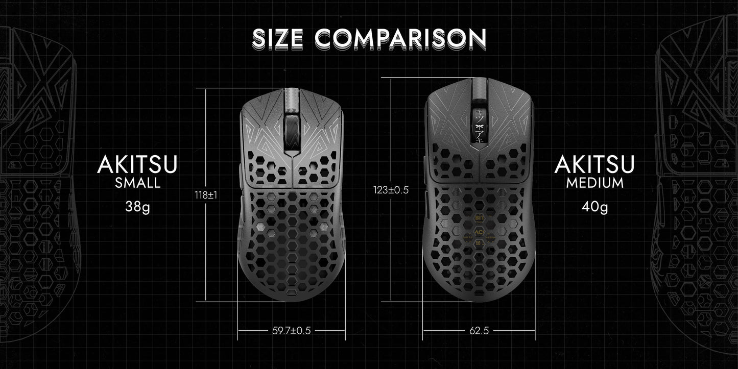 AKITSU MEDIUM 40g Carbon Fiber 8K Wireless Gaming Mouse -Black